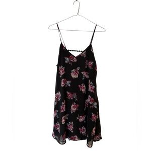 Maddy K Floral Spaghetti Strap Dress | Black Strappy Back | Size Medium
